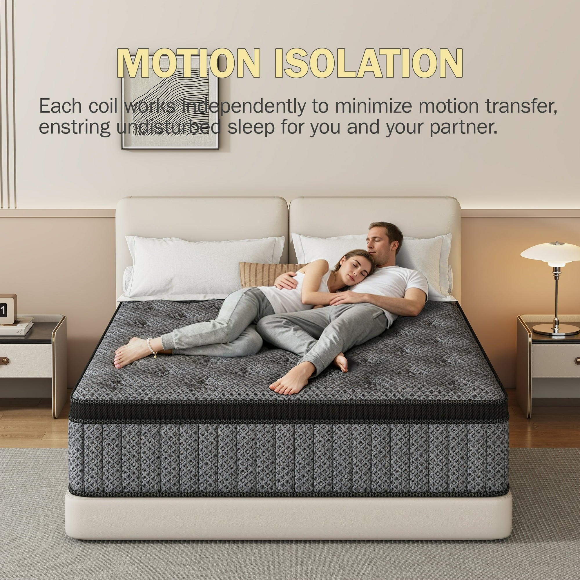 HIKOS 12 inch Twin Mattress in a Box, Cooling Gel Memory Foam Hybrid Mattress with Individually Wrapped Pocket Coils, Medium Firm Twin Size Mattress, Pressure Relief for Adult